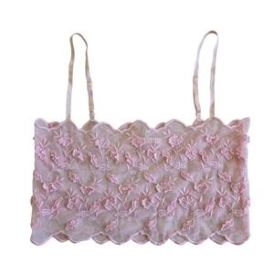 VTG y2k pink floral embroidered VS bralette / coquette, feminine, dainty, lace